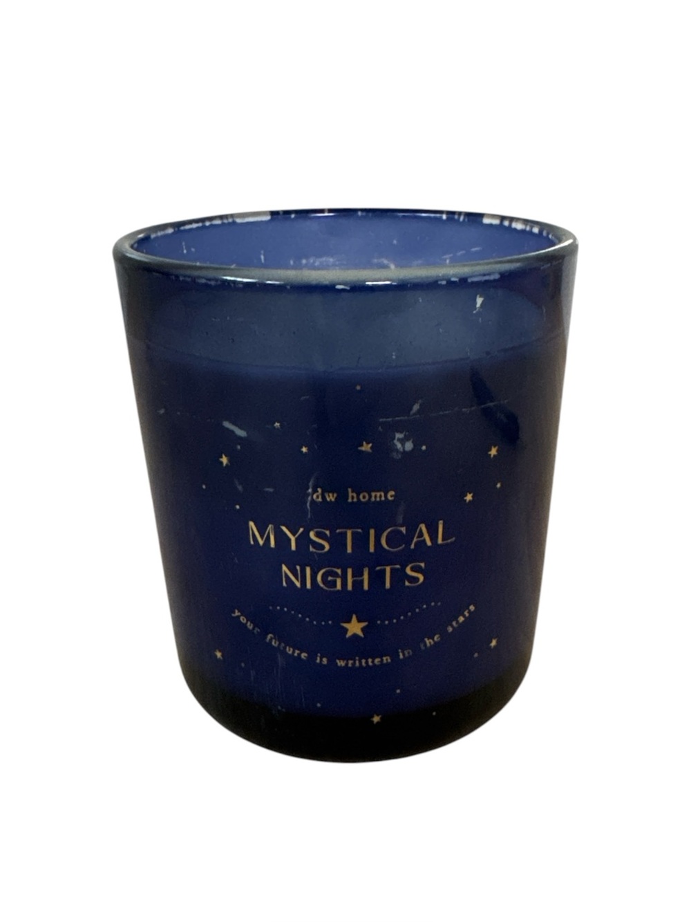 DW Home Mystical Nights Blue Glass Votive Holder with Gold Accents NWT